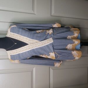 Free People boho surplice bust pocket long sleeve tunic top size small